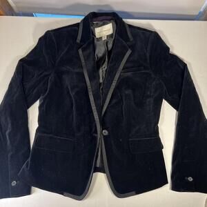 Banana Republic Blazer Womens 10 Velvet Tailored Career Office Corporate Black